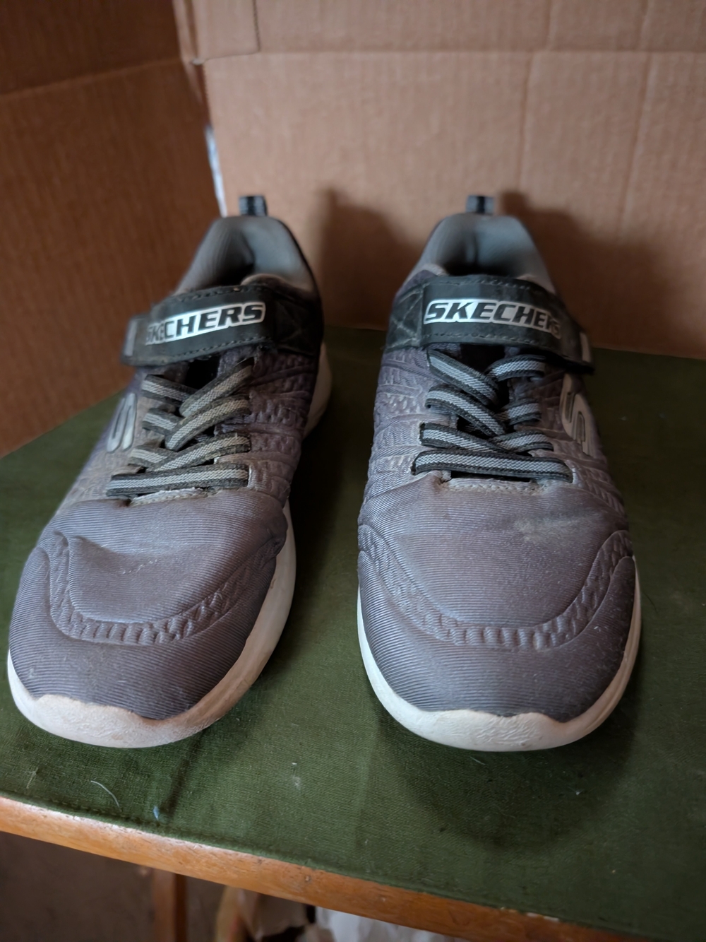 Sketchers Gray Kids Sneakers with Hook-and-Loop Strap